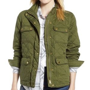 J.Crew Quilted Utility Jacket in Olive Green Size Small